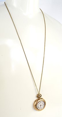 Lot 164 - A 9ct gold ladies pocket watch, the case...