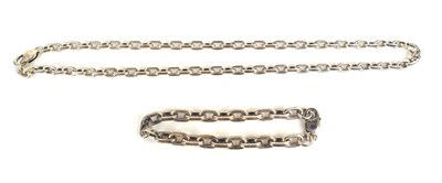 Lot 66 - A silver chain link necklace and similar...