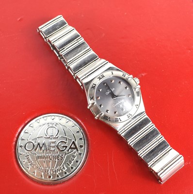 Lot 308 - An Omega Constellation ladies stainless steel...