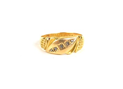 Lot 115 - An 18ct gold and diamond set gypsy ring, size...