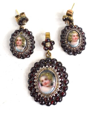 Lot 240 - A 19th century demi parure set with porcelain...