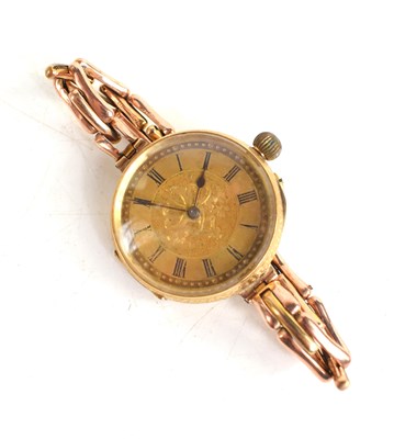 Lot 306 - An 18ct gold cased watch with a 9ct rose gold...