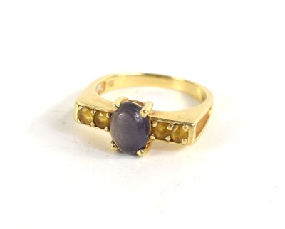 Lot 17 - A 10ct gold, amethyst cabochon and citrine...