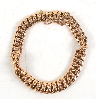 Lot 25 - A 14ct rose gold fancy link bracelet with a...