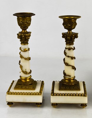 Lot 230 - A pair of French ormolu and marble...