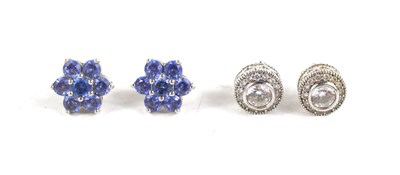 Lot 30 - A pair of silver and cubic zircon set...