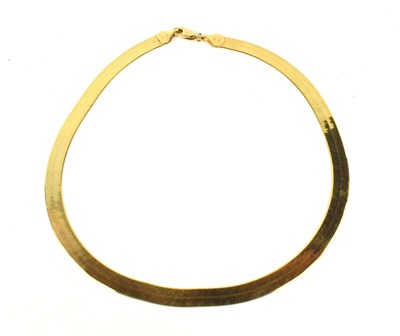 Lot 231 - A 14ct gold Italian necklace, flat 'snake'...