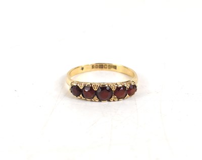 Lot 79 - A 9ct gold and garnet 1970s A&Co ring, set...