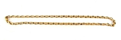 Lot 218 - A 9ct gold oval chain link necklace, with crab...