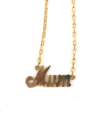 Lot 106 - A 9ct gold pendant necklace, the 'Mum' pendant...