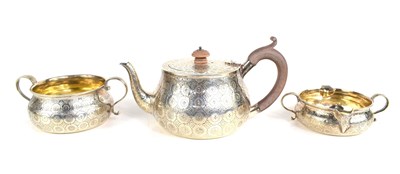 Lot 348 - A Victorian silver three piece tea set,...