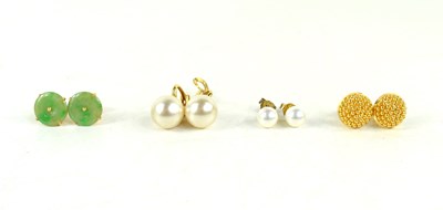 Lot 107 - Four pairs of earrings: a silver gilt and...