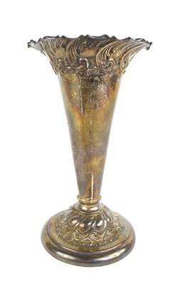 Lot 342 - An Edwardian silver vase of trumpet form...