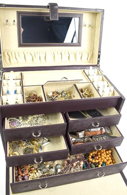 Lot 99 - A large leather effect jewellery box...