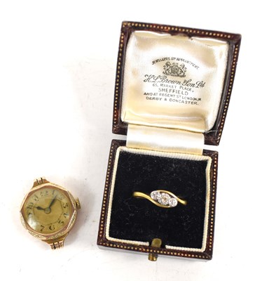 Lot 128 - A 9ct gold cased ladies wristwatch together...