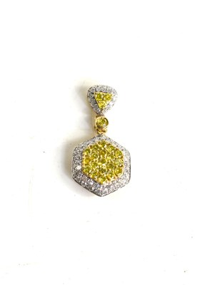 Lot 85 - A 9ct gold and diamond cluster pendant, of...