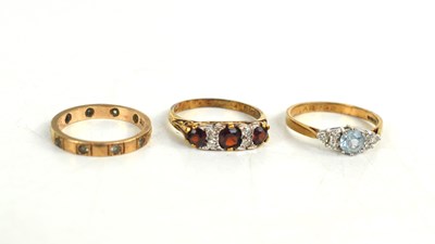 Lot 165 - A 9ct gold and paste set band size I/J, a 9ct...