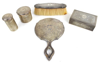 Lot 343 - A silver part dressing table set with hand...
