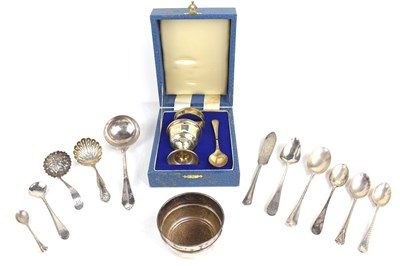Lot 337 - A group of silver to include sugar sifter,...