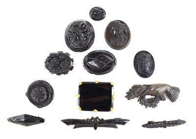 Lot 97 - A collection of Victorian Jet and other black...
