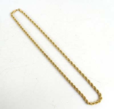 Lot 146 - A 9ct gold rope twist necklace, 47cm, 6.3g.