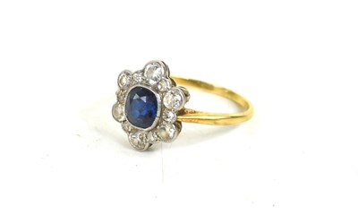 Lot 243 - An antique gold, sapphire and old cut diamond...