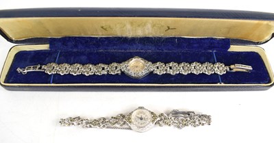 Lot 288 - A vintage Rotary marcasite wristwatch together...