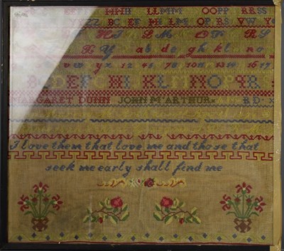 Lot 341 - A 19th century sampler, by Dunne and John...