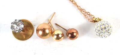 Lot 82 - A group of 9ct gold stud earrings, collar stud...
