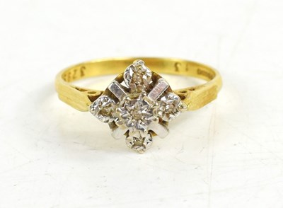 Lot 147 - An 18ct gold and diamond starburst ring, size...