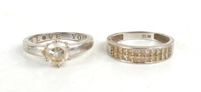 Lot 94 - A 9ct white gold and cubic zirconia ring, 1.6g...