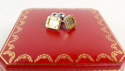 Lot 3 - A pair of Cartier silver cufflinks, numbered...