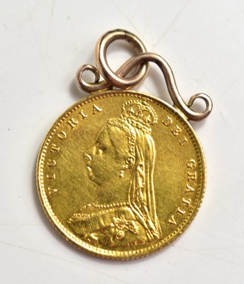 Lot 202 - An 1887 Queen Victorian gold half sovereign,...
