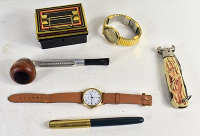 Lot 46 - A Watermans pen, vintage penknife, Falcon pipe,...
