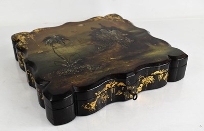 Lot 309 - A 19th century papier mache lacquered box,...