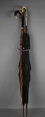 Lot 362 - Three antique umbrellas, one with gold collar...