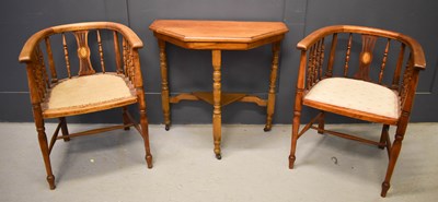 Lot 529 - A pair of Victorian mahogany armchairs with...