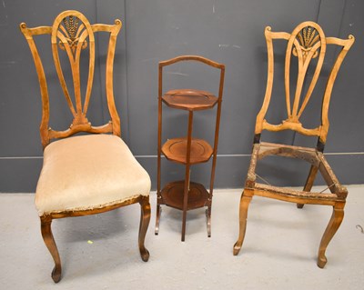 Lot 520 - A pair of antique bedroom chairs with wheat...