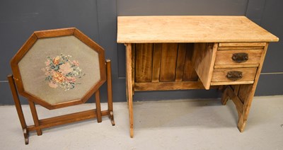Lot 522 - A small antique oak desk, with slide and two...