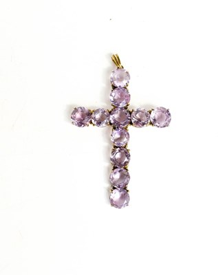 Lot 130 - An antique and gilt metal amethyst cross...