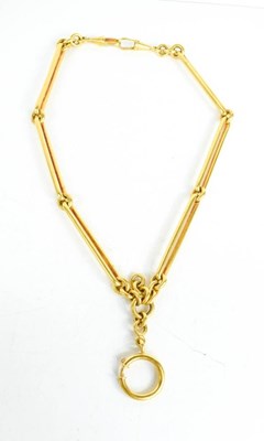 Lot 190 - A substantial gold trombone link Albert chain,...