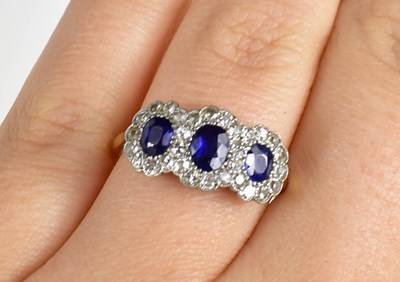 Lot 2 - An antique 18ct gold, diamond and sapphire...