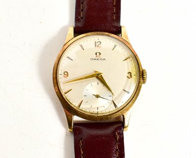 Lot 185 - An Omega gold cased [tested as] wristwatch...