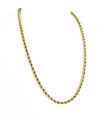 Lot 68 - A 9ct gold ropetwist necklace, with hoop form...