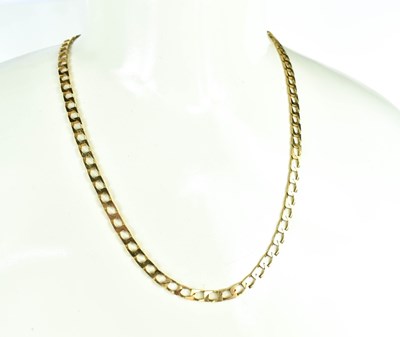 Lot 57 - A 9ct gold flat curb link necklace, with crab...