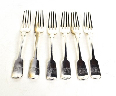 Lot 222 - A set of six silver side forks, London 1896, 9....