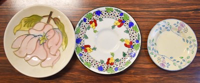 Lot 200 - Three dishes; Clarice Cliff, Moorcroft and...