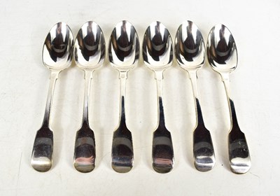 Lot 221 - A set of six silver dessert spoons, London...