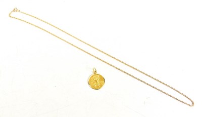 Lot 49 - An 18ct gold pendant with Saint Christopher...