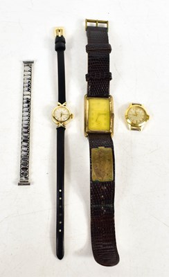 Lot 172 - An Omega ladies wristwatch, with black leather...